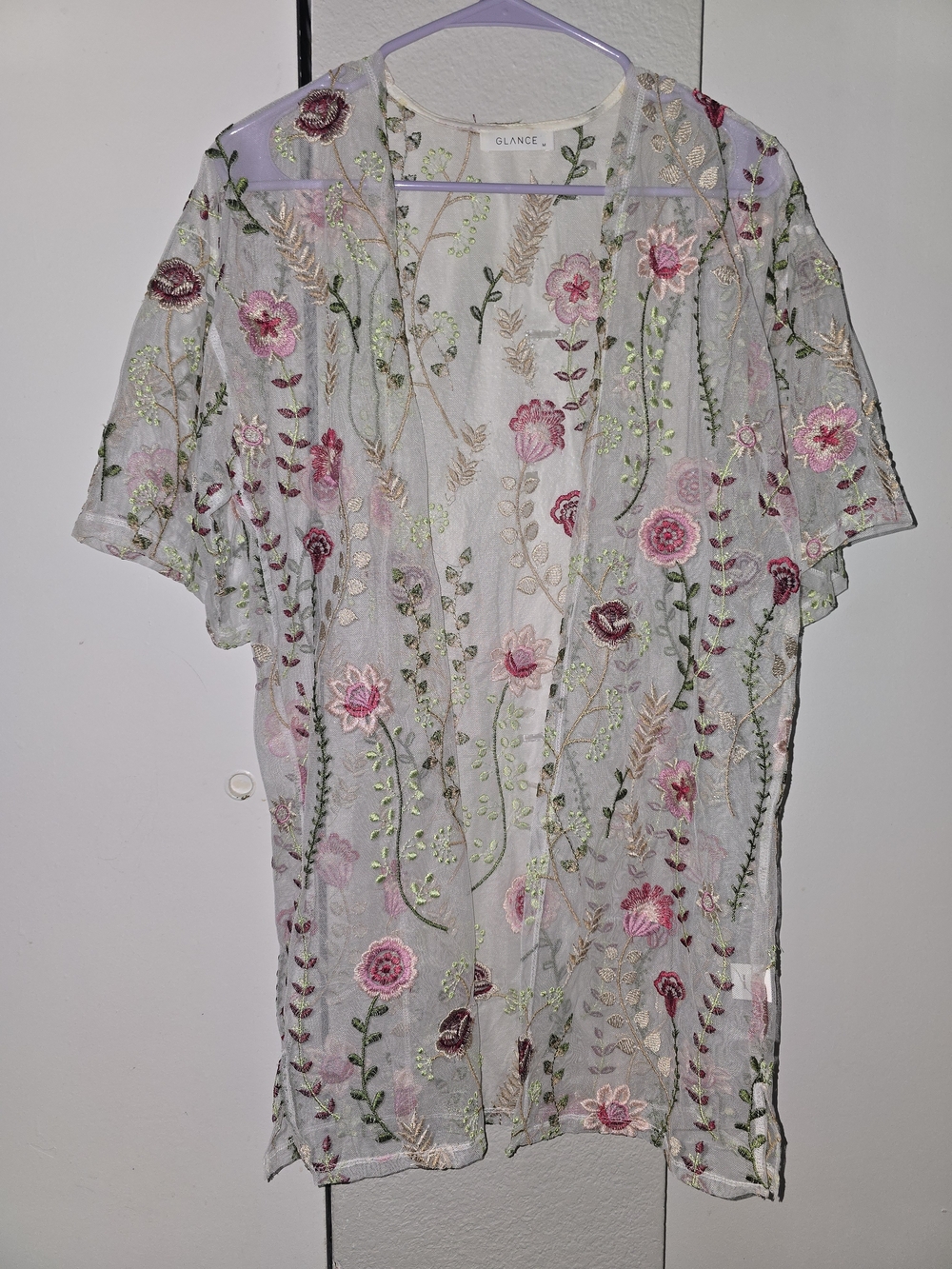 Glance Floral Embroidered Sheer Chemise - Pink Floral